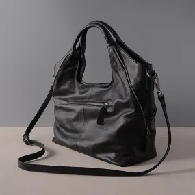 100% Real Leather Women's Single Strap Half Moon Shaped Tote Handbag