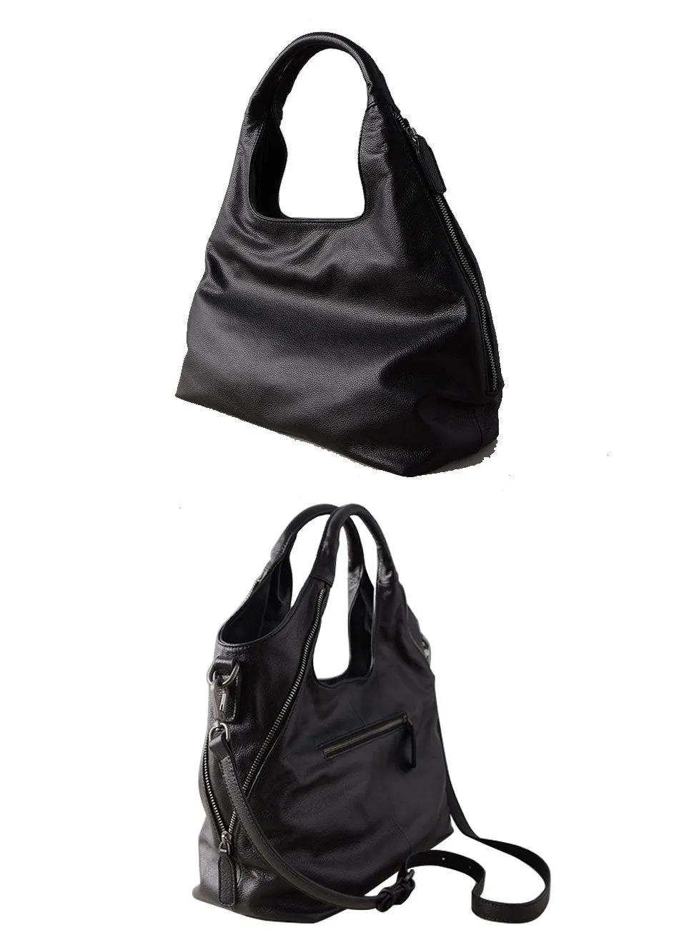 100% Real Leather Women's Single Strap Half Moon Shaped Tote Handbag