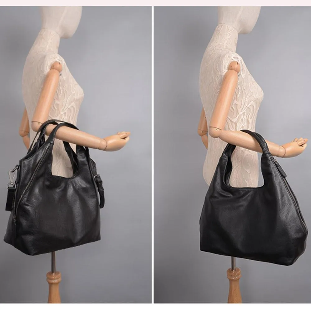 100% Real Leather Women's Single Strap Half Moon Shaped Tote Handbag