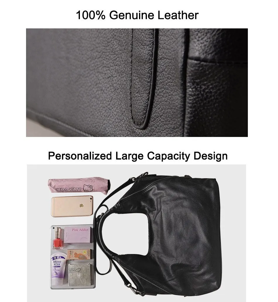 100% Real Leather Women's Single Strap Half Moon Shaped Tote Handbag