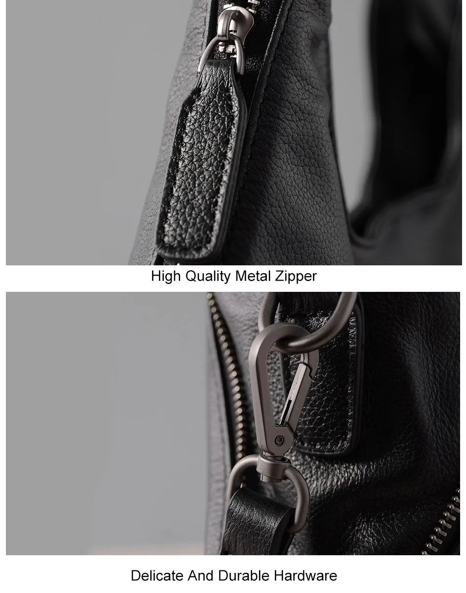 100% Real Leather Women's Single Strap Half Moon Shaped Tote Handbag