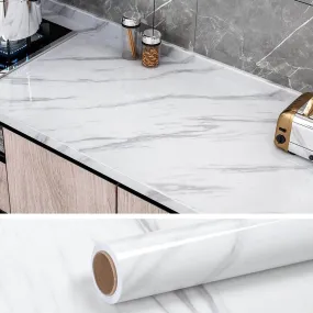 60cm Wide 5 Meters Long Marble White Vinyl Film Self Adhesive Contact Paper