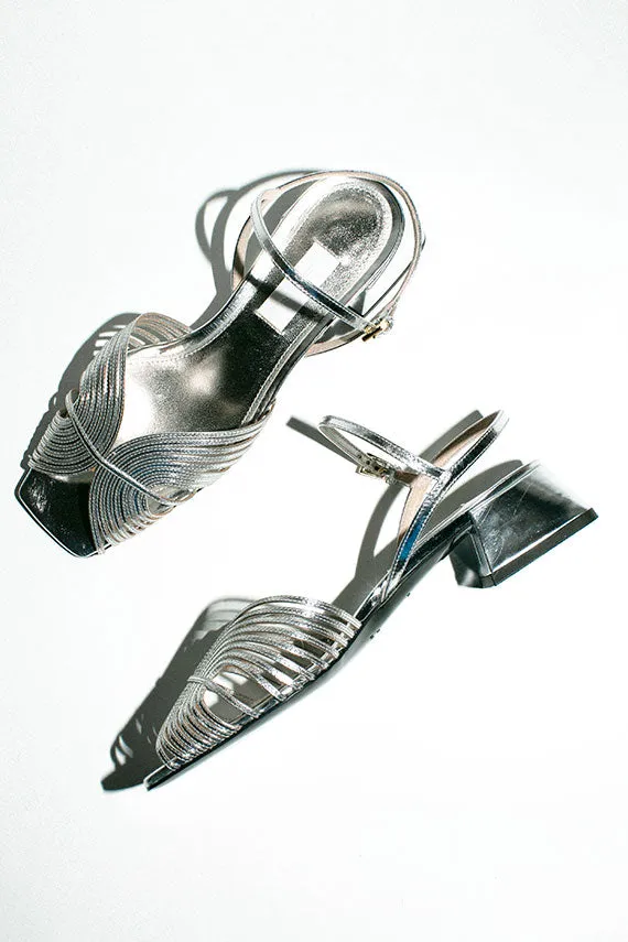 70's Silver Strappy Sandal
