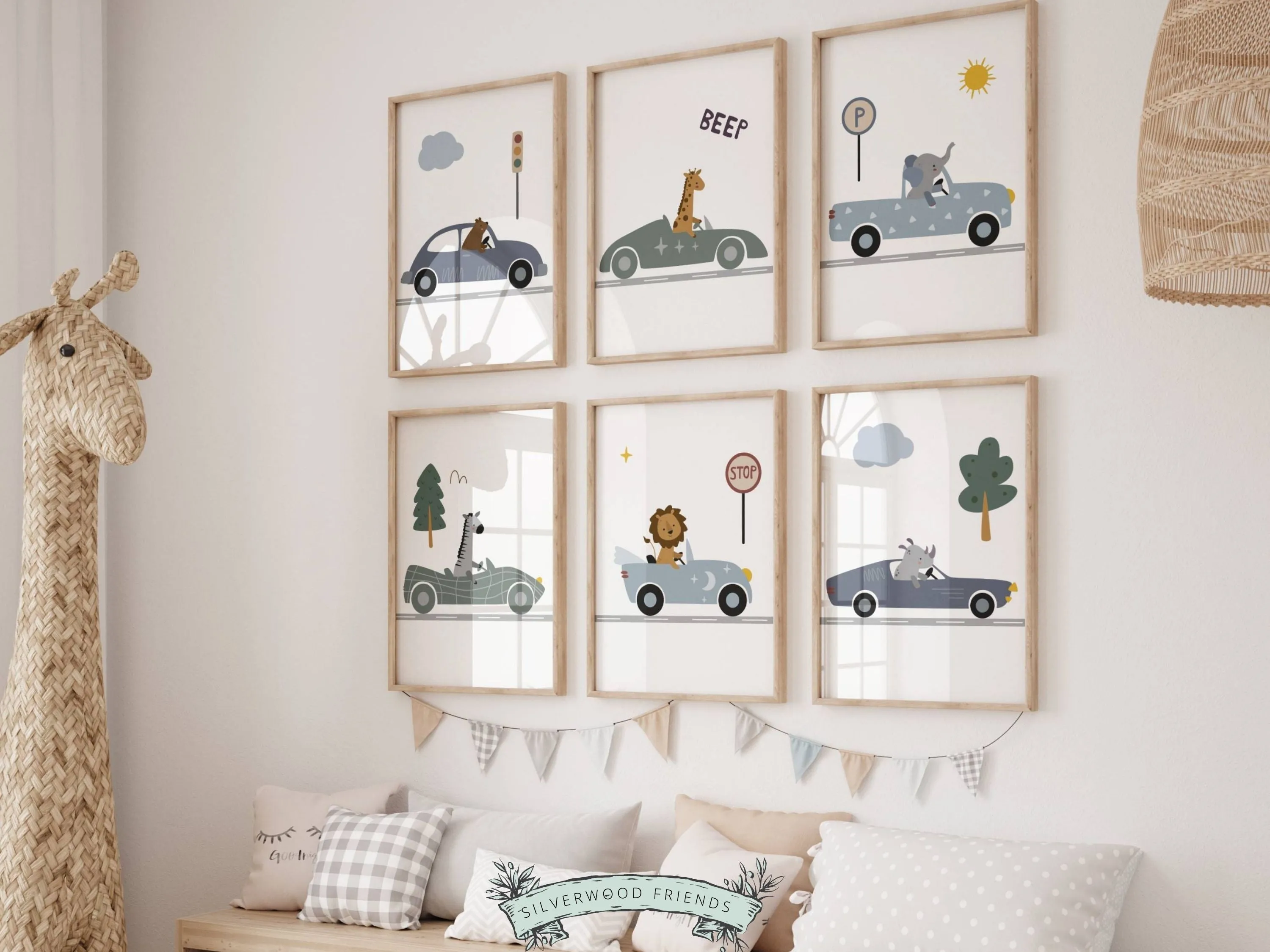 Animals Driving Cars Nursery Prints