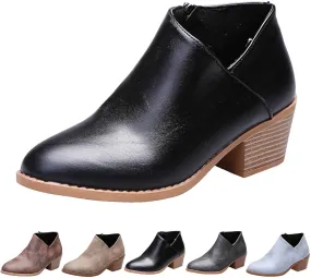 Ankle Boots for Women Chelsea Ankle Boots Cutout Perforated Short Booties Slip on Retro Ankle Booties Zipper Short Boots