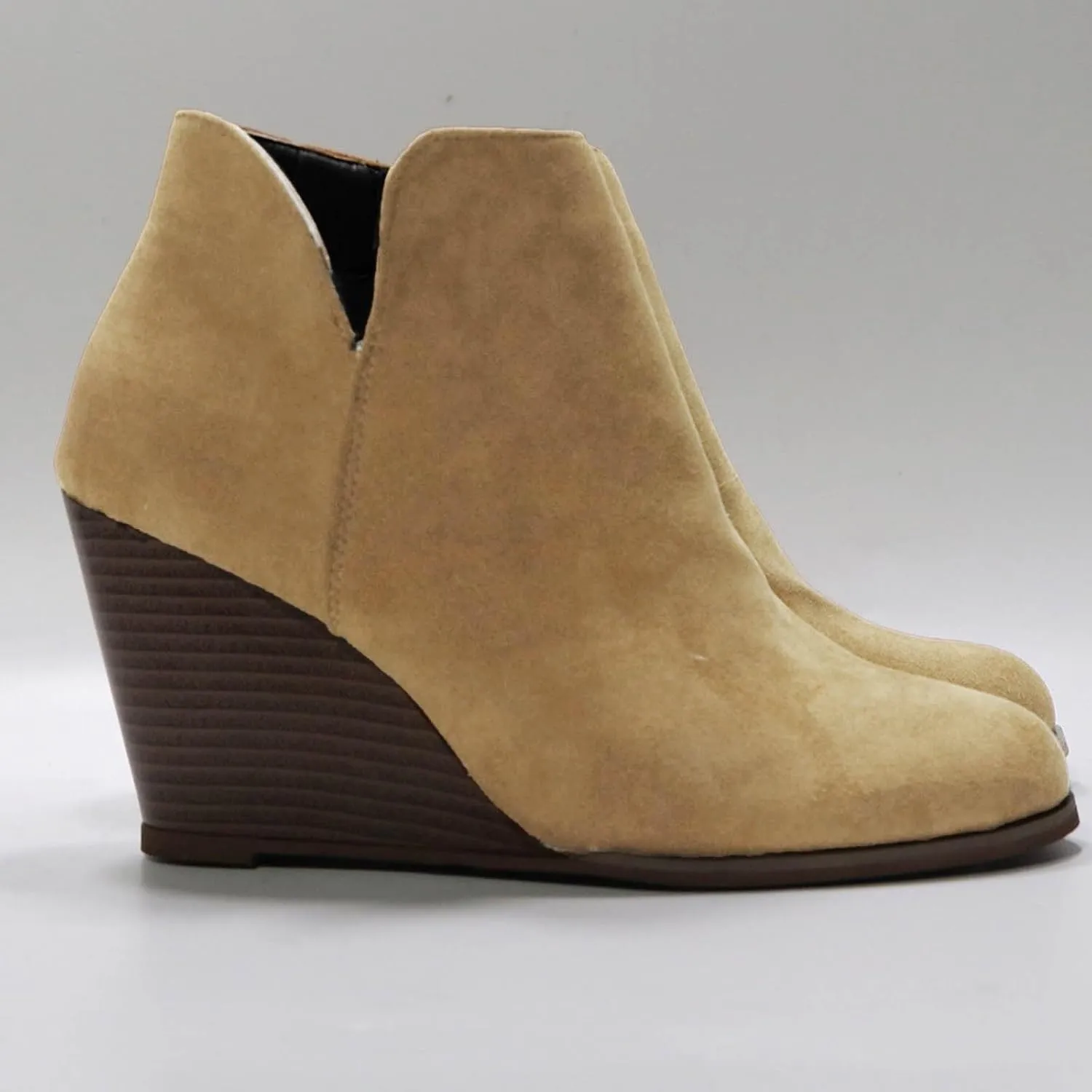 Ankle Boots for Women, Non-Slip Thick Heel Round Toe Wedding Boots Fashion Wedge Suede Side Zipper Ankle Boots