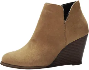 Ankle Boots for Women, Non-Slip Thick Heel Round Toe Wedding Boots Fashion Wedge Suede Side Zipper Ankle Boots