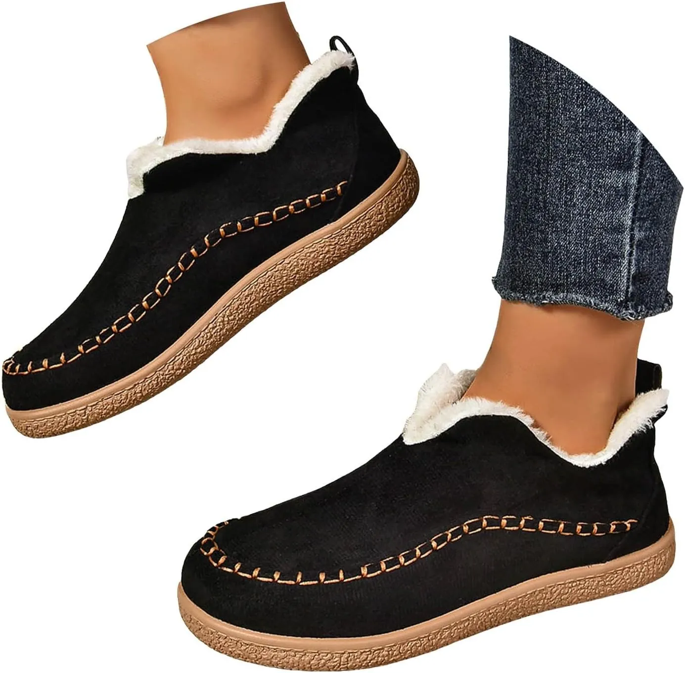 Ankle Boots for Women, Winter Warm Cozy Suede Ankle Boots With Memory Foam Non Slip House Shoes For Indoor Outdoor