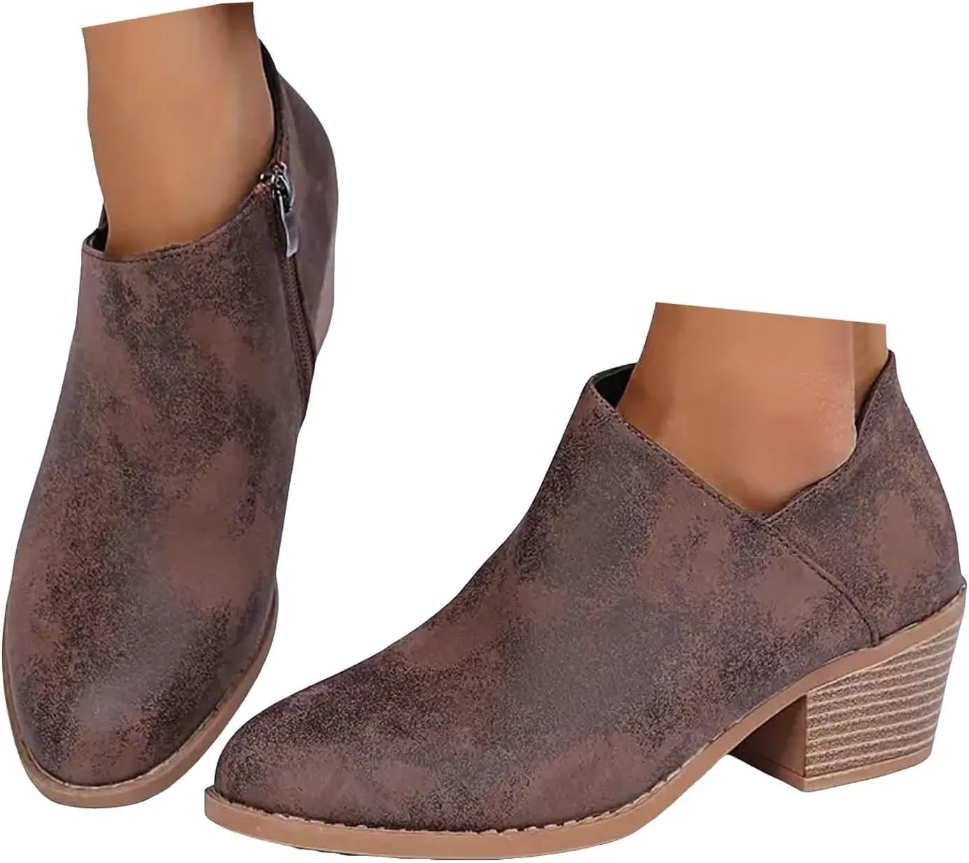 Ankle Boots for Women Women's Ankle Boots Side Zipper Chelsea Booties Winter Fall Fashion Short Boots Suede Low Stock Heel