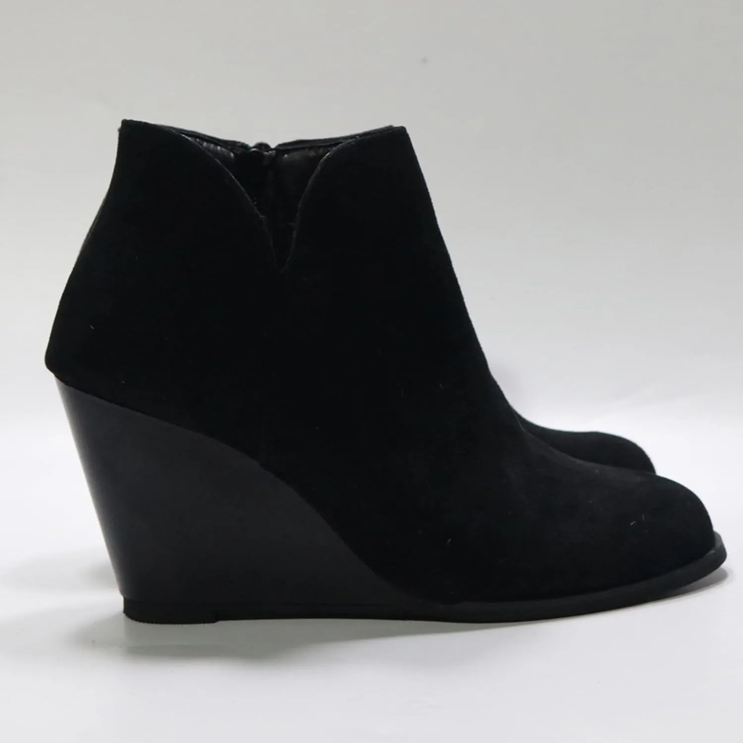 Ankle Boots for Women, Women's Non-Slip Thick Heel Round Toe Wedding Boots Fashion Wedge Suede Side Zipper Ankle Boots
