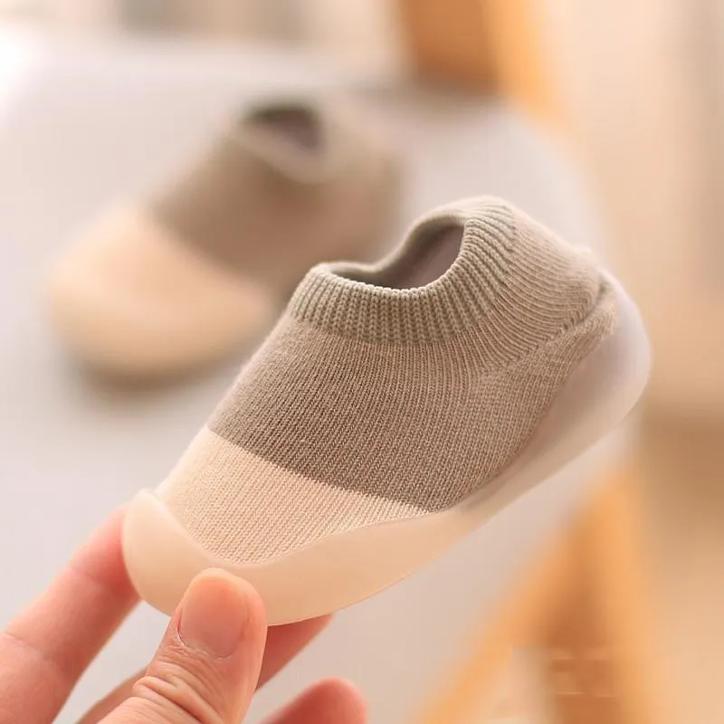 Baby Solid Color Stitching Socks Floor Shoes