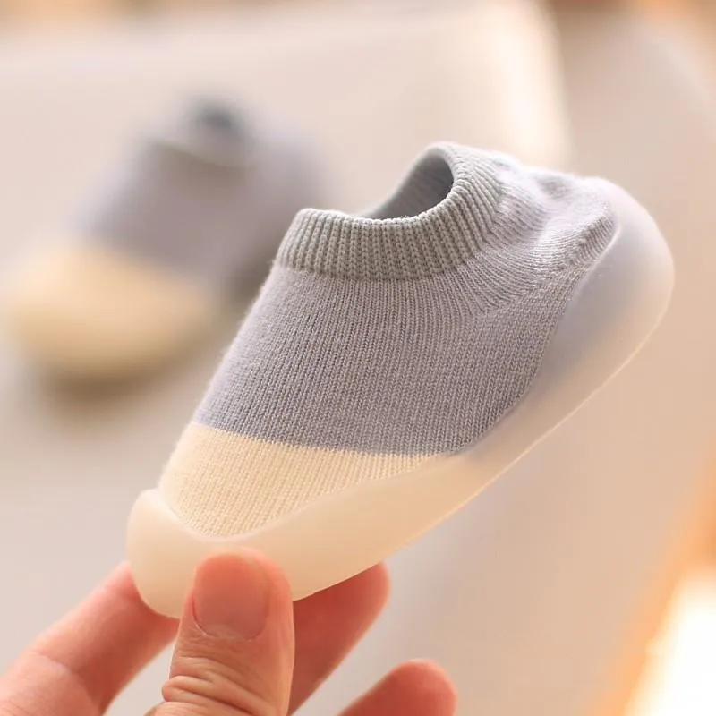 Baby Solid Color Stitching Socks Floor Shoes