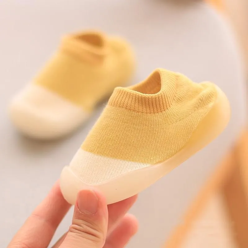 Baby Solid Color Stitching Socks Floor Shoes