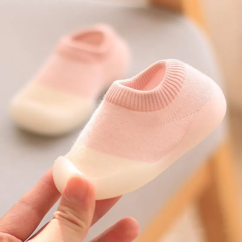 Baby Solid Color Stitching Socks Floor Shoes