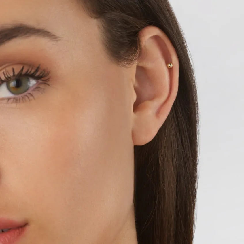 Ball Helix Single Stud Earring in 10k Gold