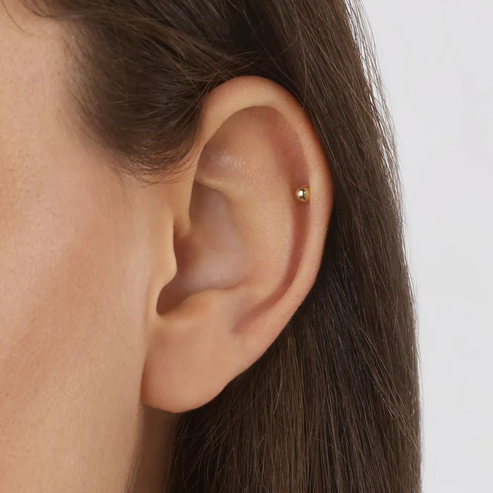 Ball Helix Single Stud Earring in 10k Gold