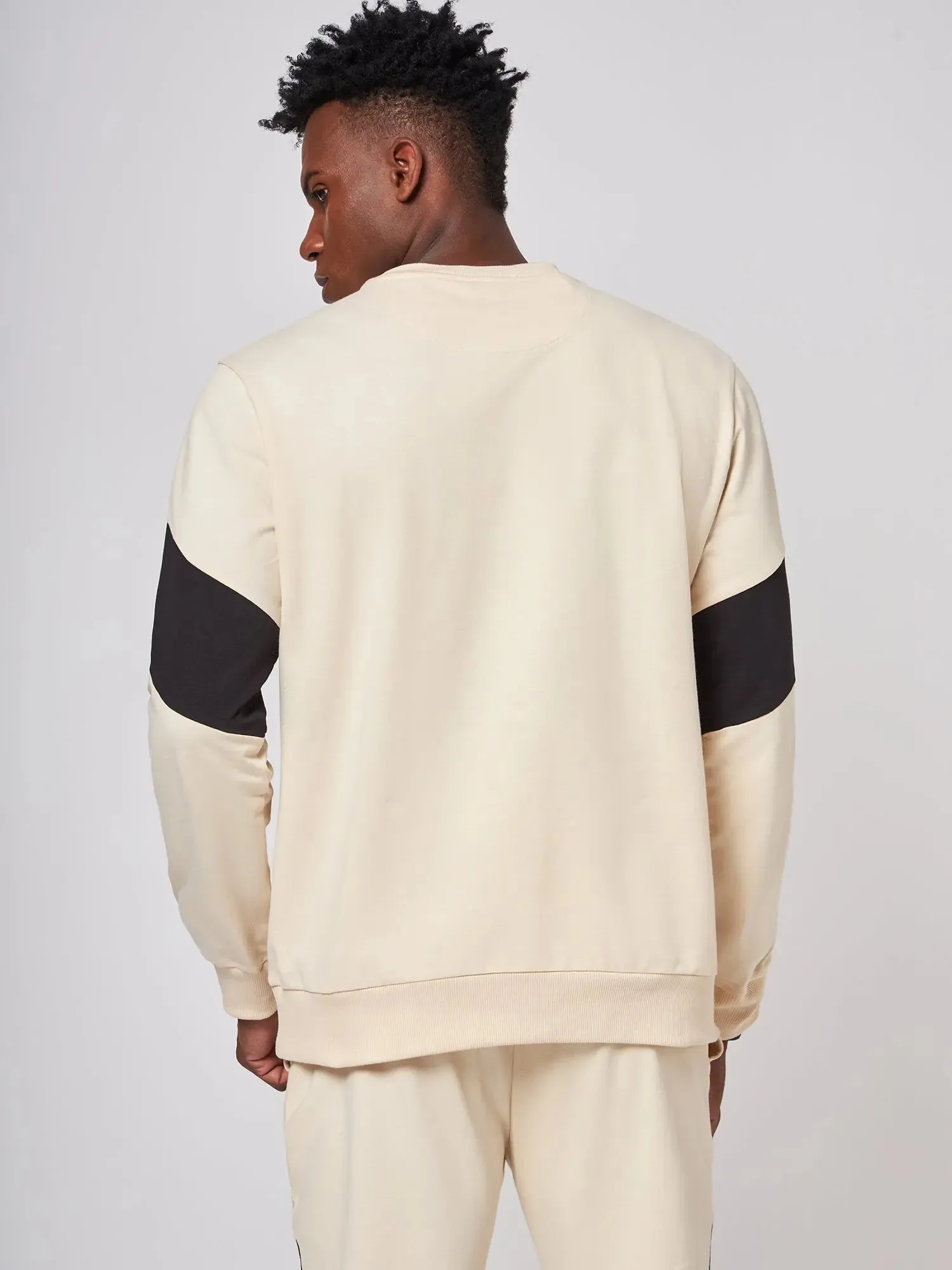 Beirut Beige and Black Patchwork Sweatshirt