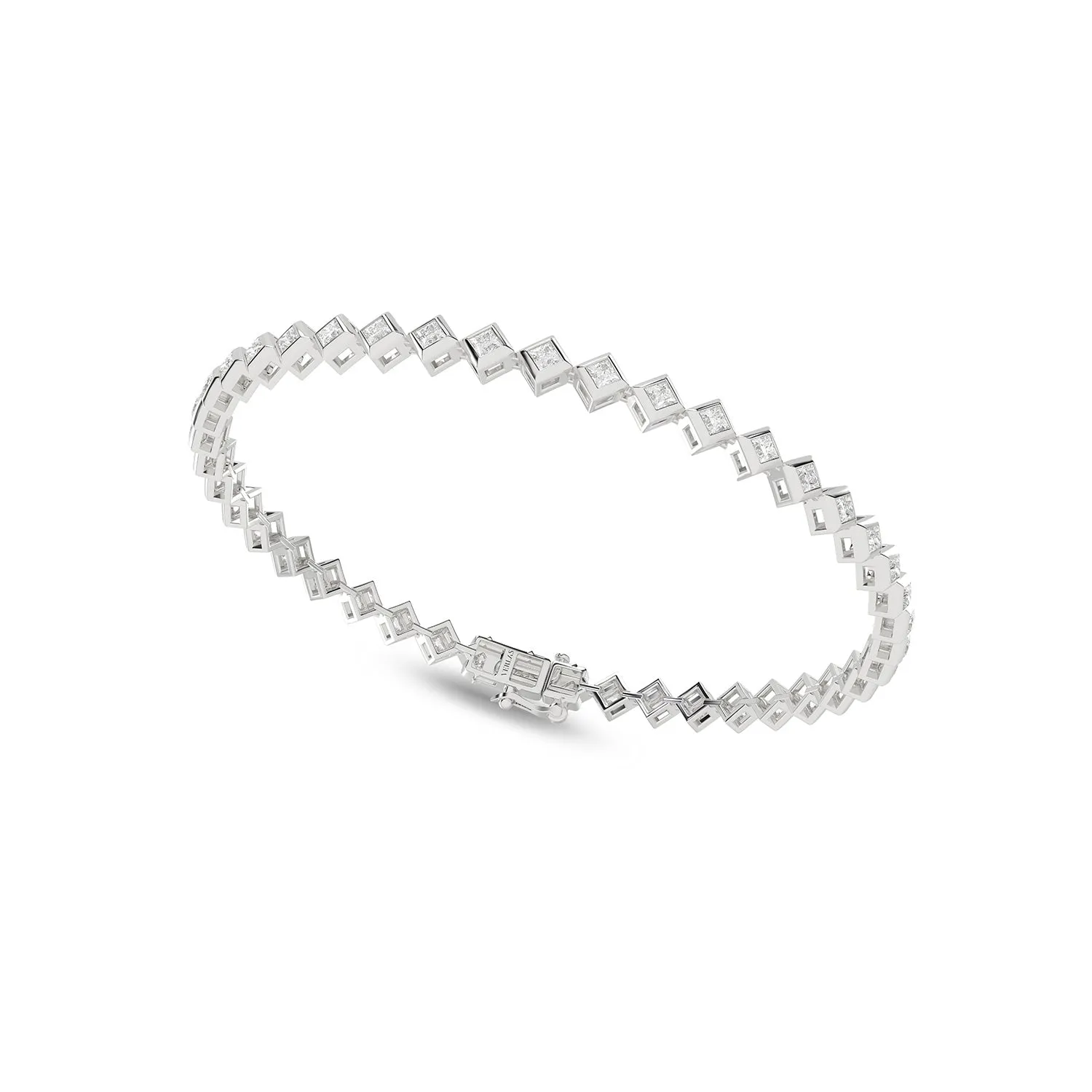 Bezel-Set Princess Tennis Bracelet