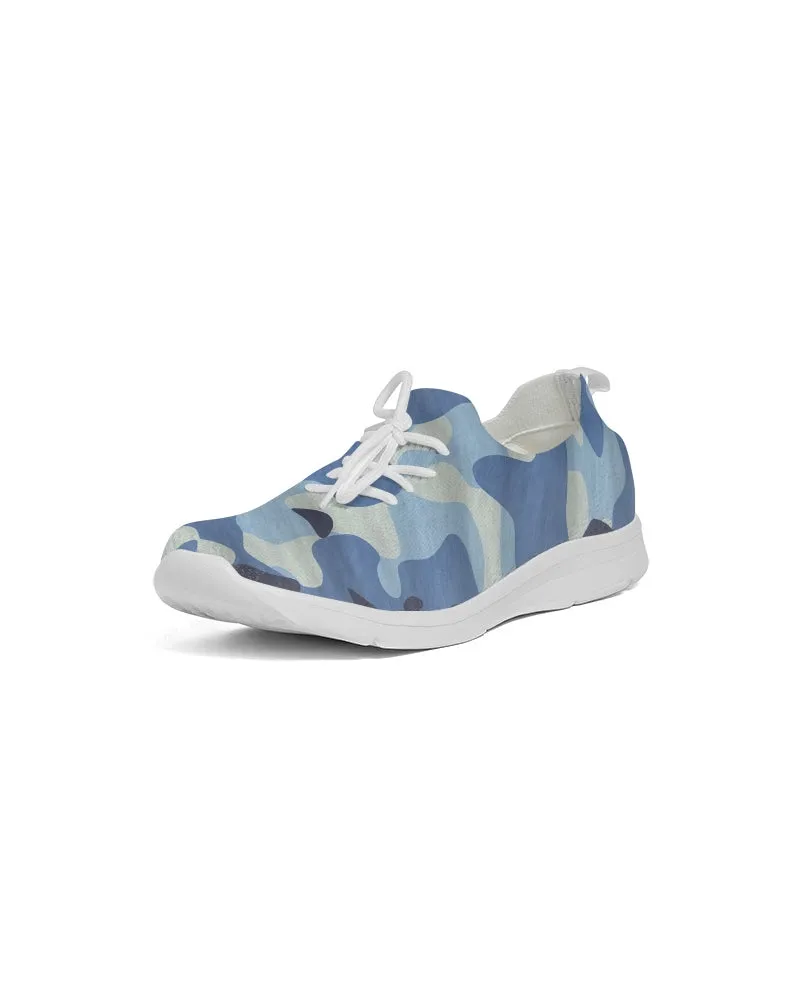 Blue Maniac Camouflage Women's Lace Up Flyknit Shoe