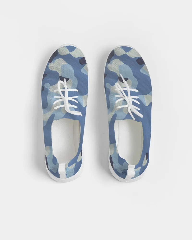 Blue Maniac Camouflage Women's Lace Up Flyknit Shoe