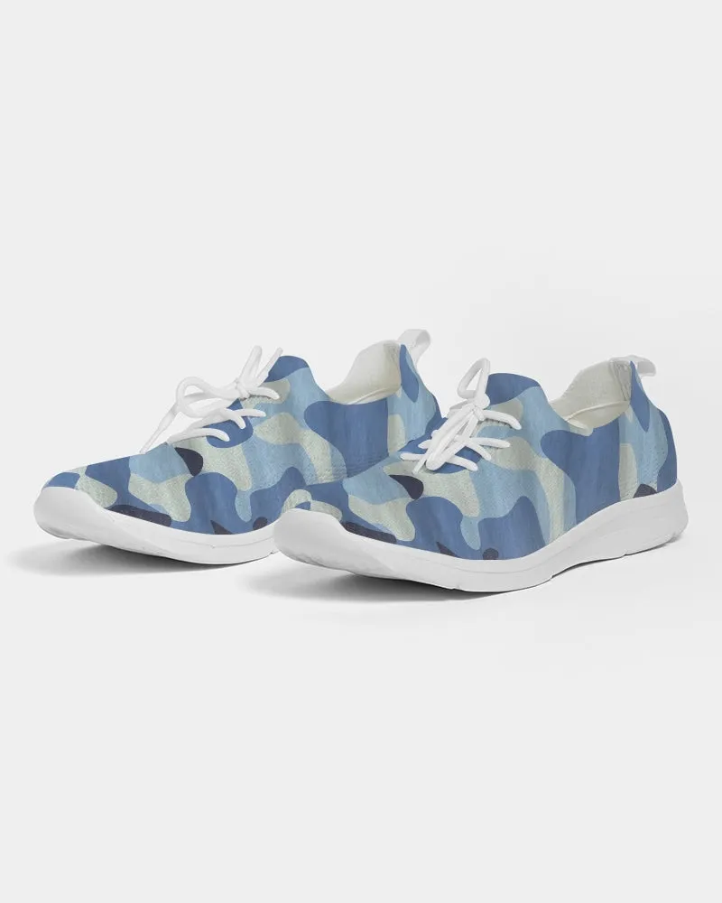 Blue Maniac Camouflage Women's Lace Up Flyknit Shoe