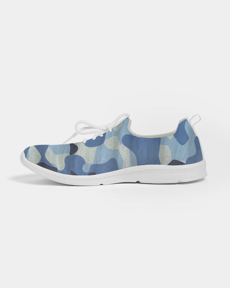 Blue Maniac Camouflage Women's Lace Up Flyknit Shoe