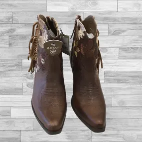 Boots Ankle Heels By Ariat In Brown, Size: 8