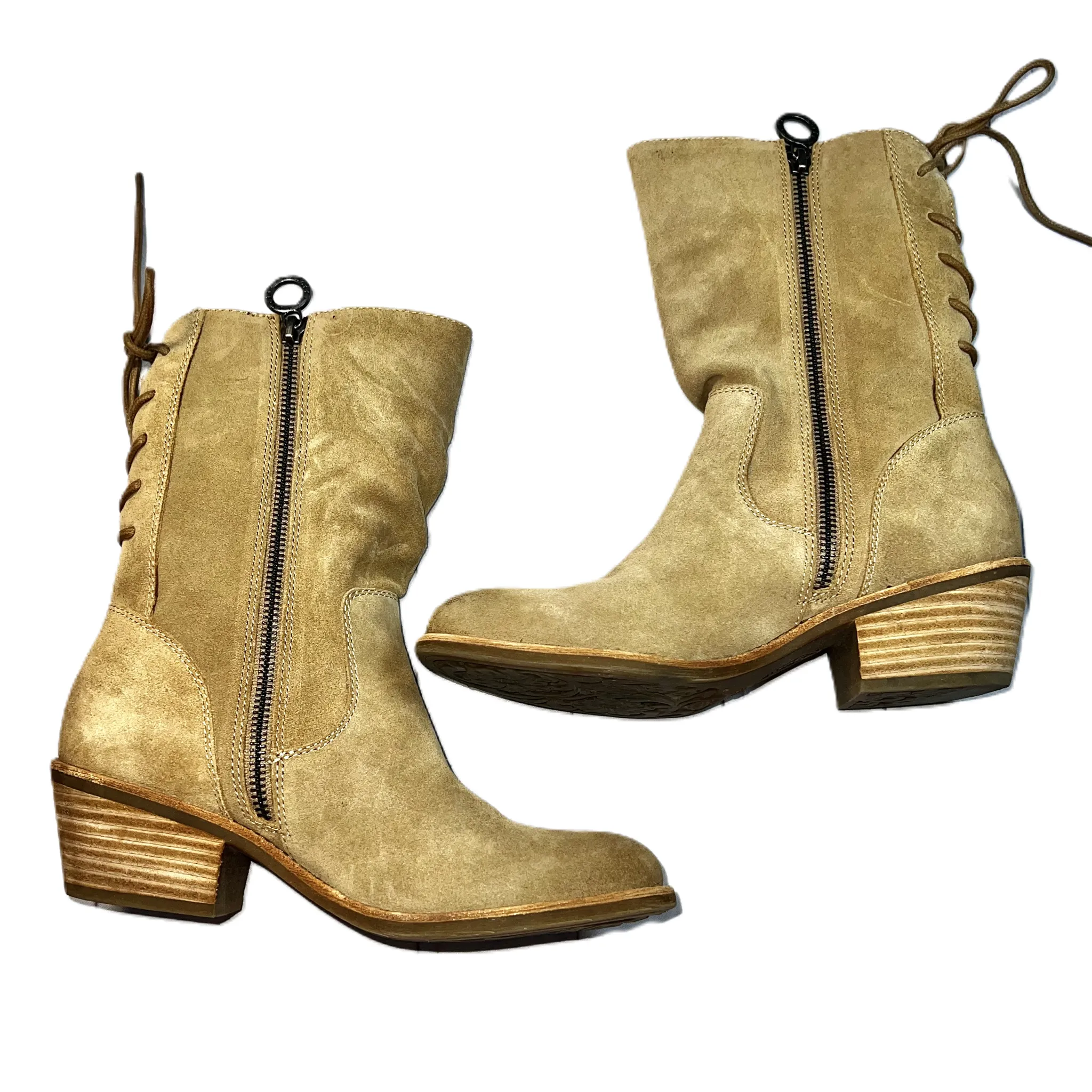 Boots Ankle Heels By Sofft In Brown, Size: 7