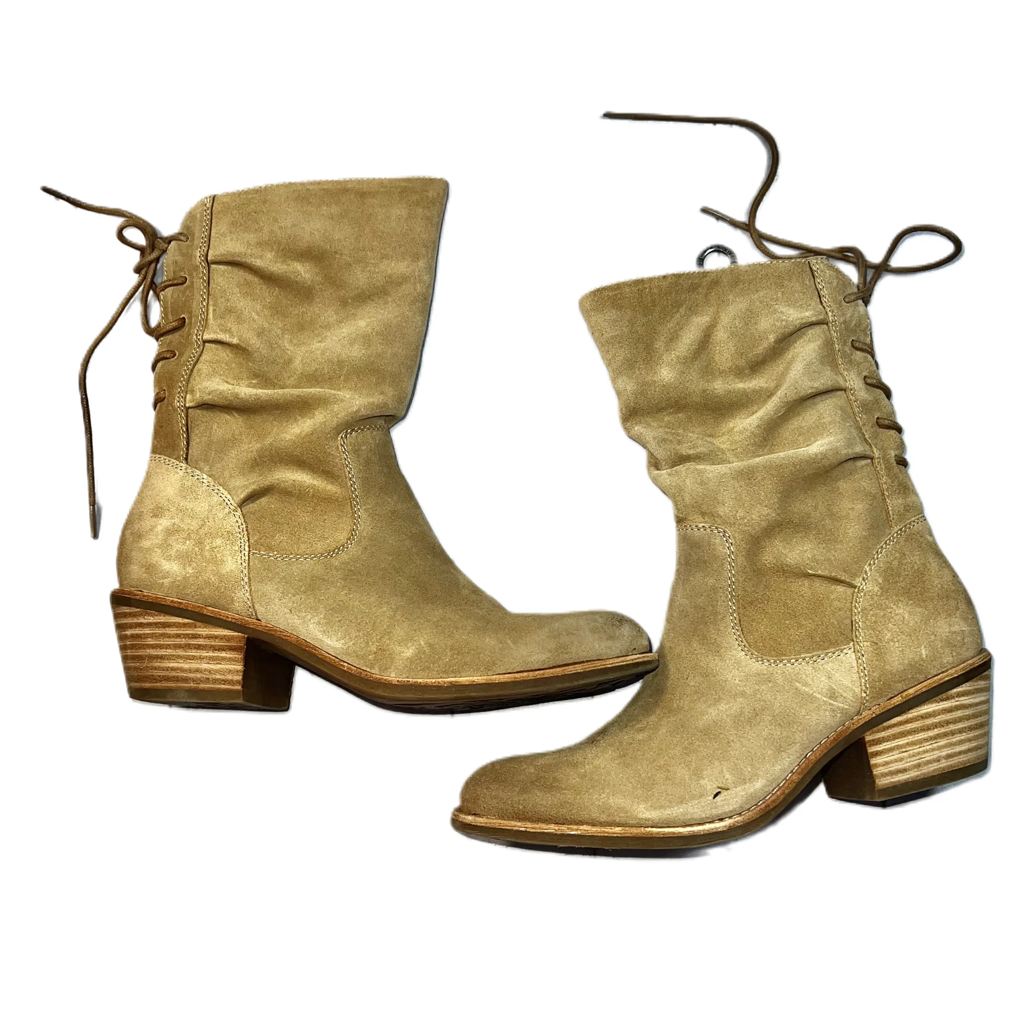 Boots Ankle Heels By Sofft In Brown, Size: 7