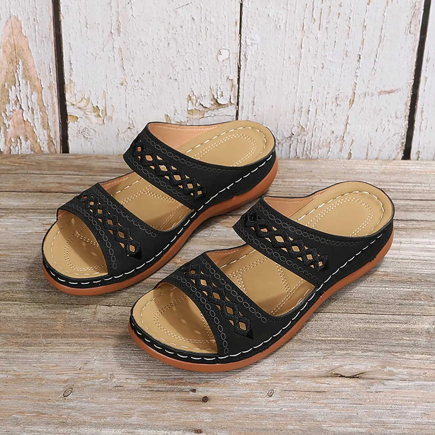 Cathalem Orthotic Sandals for Women, Orthopedic Wedge Sandals for Women Comfortable Walking Sandals with Arch Support