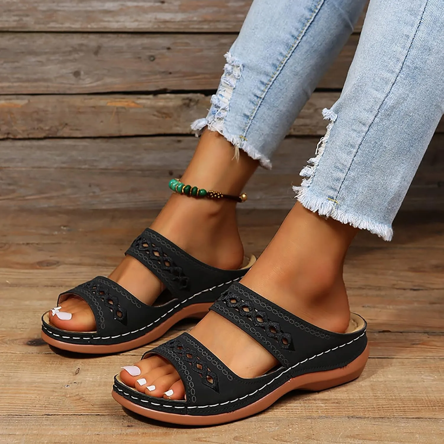Cathalem Orthotic Sandals for Women, Orthopedic Wedge Sandals for Women Comfortable Walking Sandals with Arch Support
