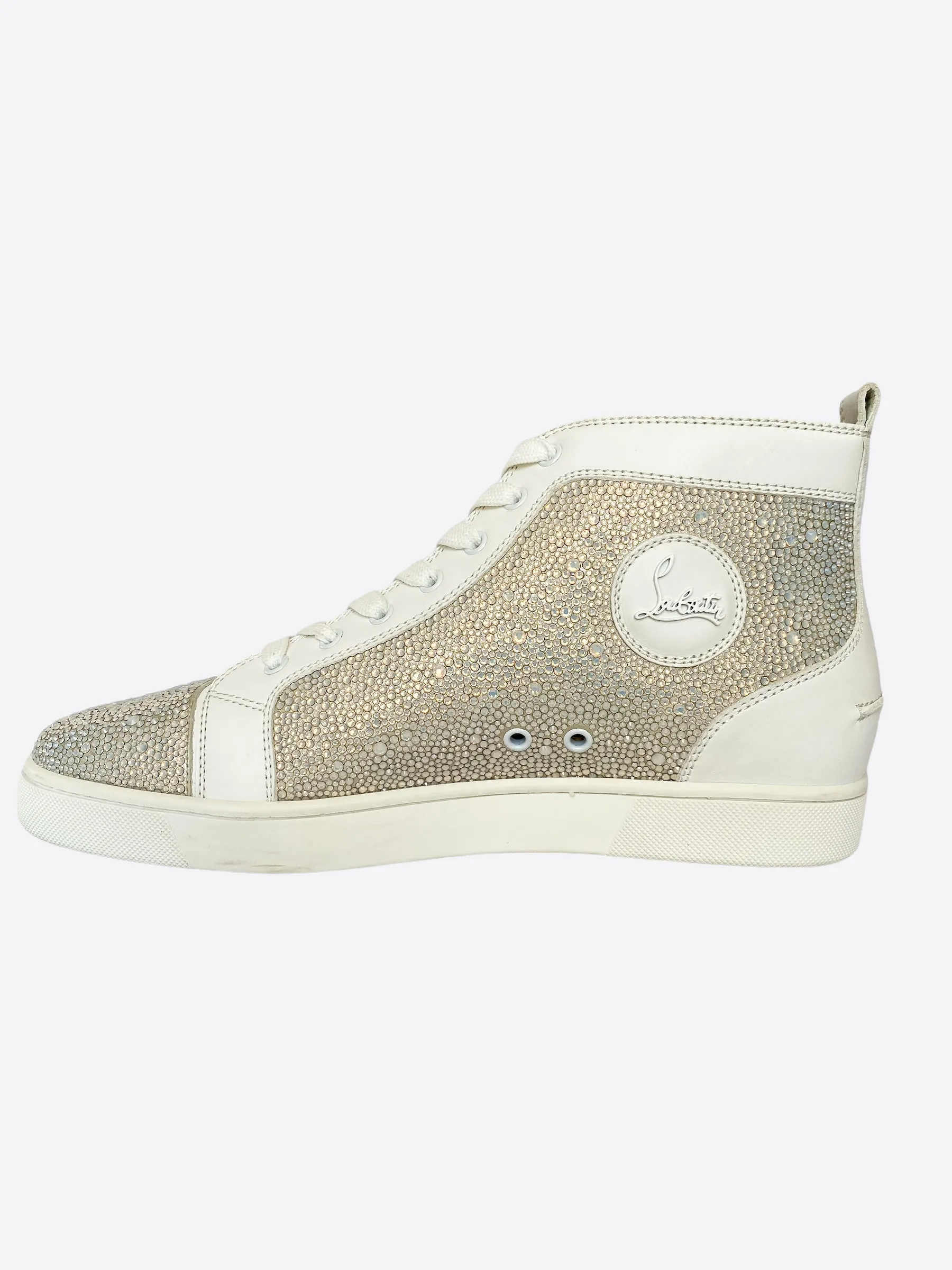 Christian Louboutin White Rantus Crystal High Top Shoes
