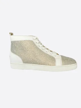 Christian Louboutin White Rantus Crystal High Top Shoes