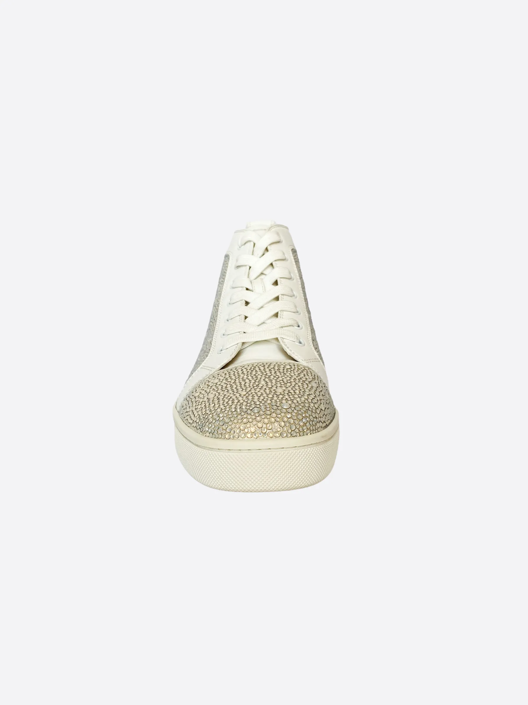 Christian Louboutin White Rantus Crystal High Top Shoes