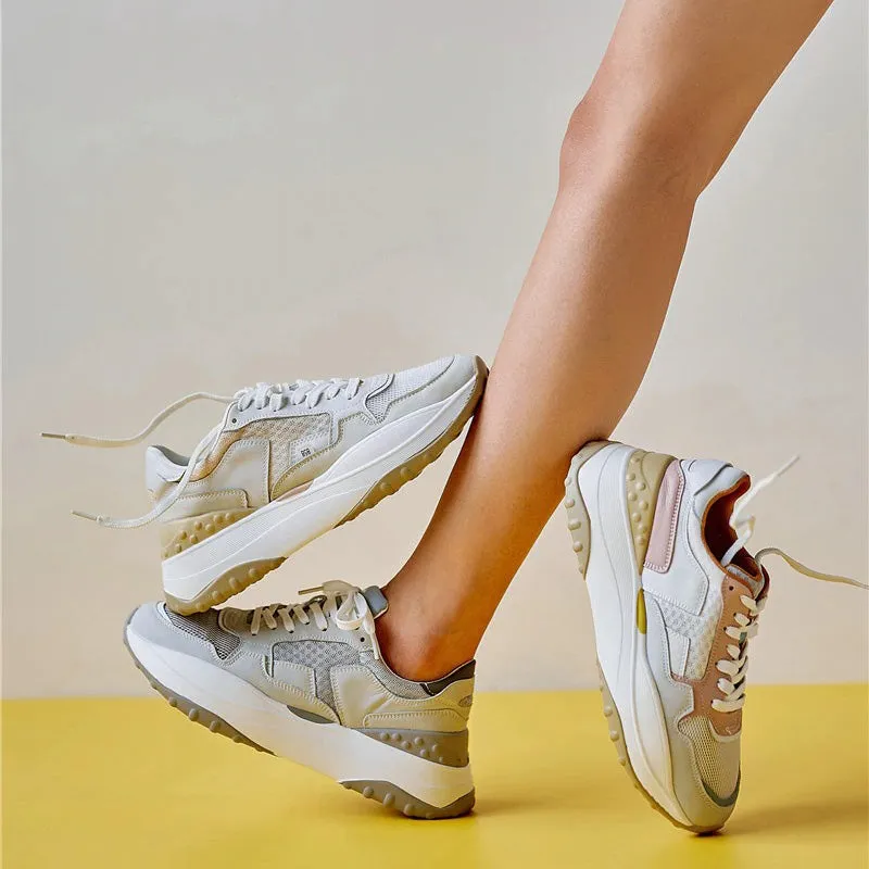 CLEARANCE / Fashion Women's Patchwork Genuine Leather Sneaker