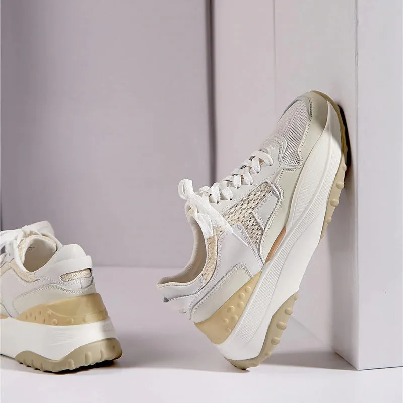 CLEARANCE / Fashion Women's Patchwork Genuine Leather Sneaker