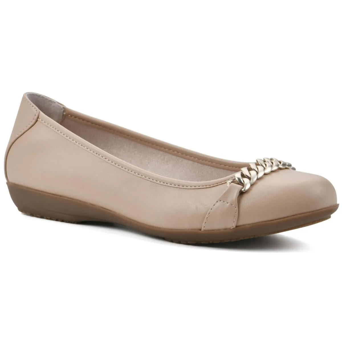 Cliffs by White Mountain Womens CHARMED Faux Leather Slip On Ballet Flats