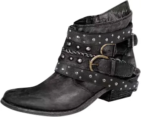 Cowboy Boots for Women Western Retro Classic Casual Round Toe Slip On Ankle Boots for Women Fashion Short Boots Women