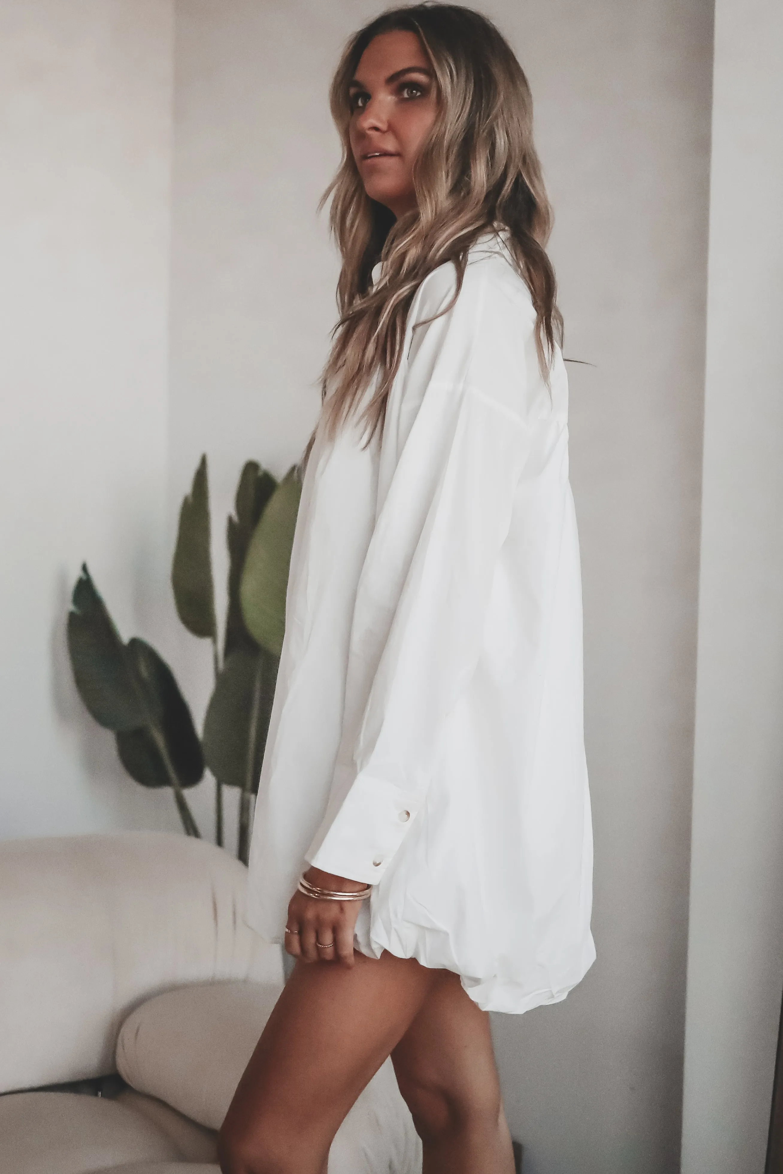DEAL Wake Up And Brunch White Button Down Dress