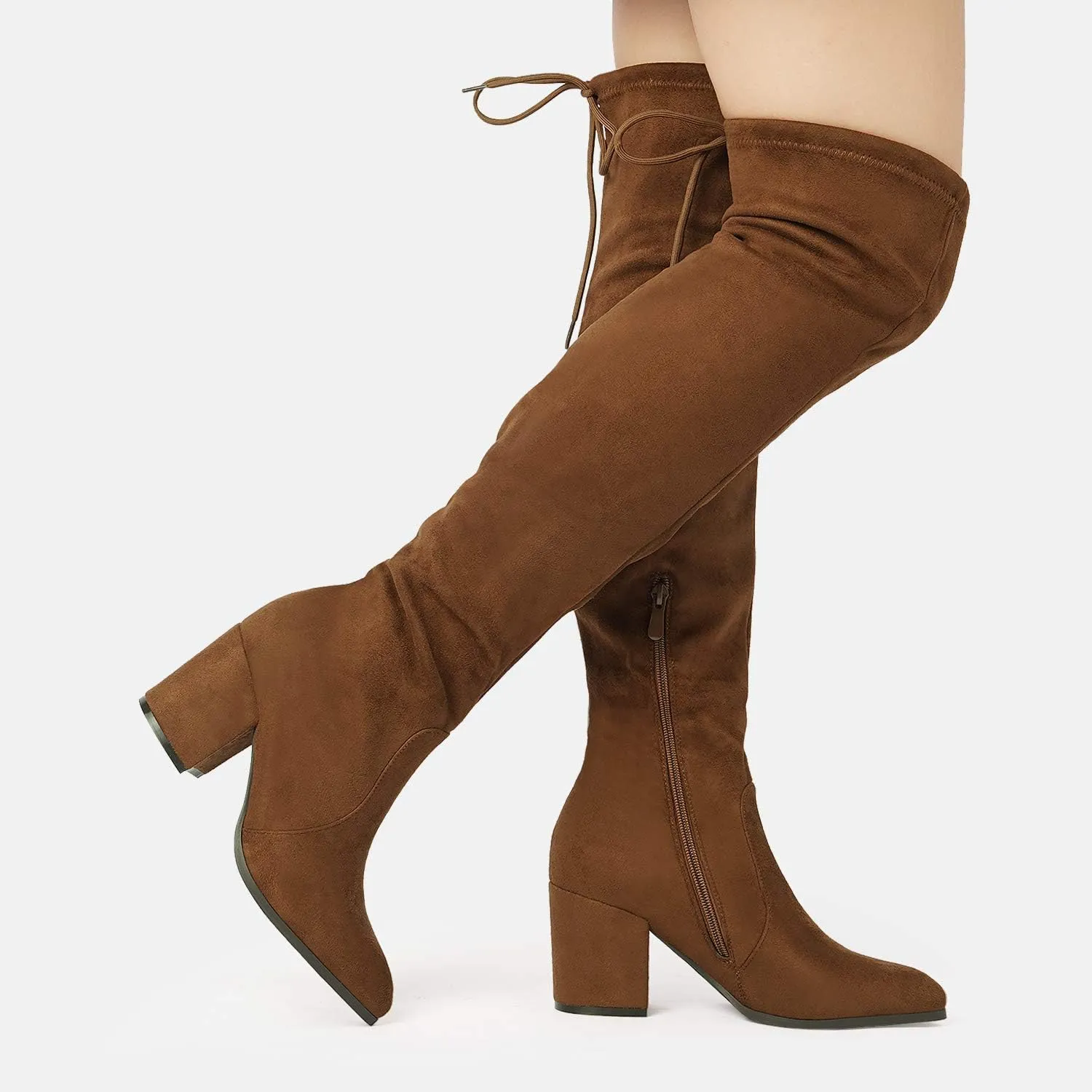 DREAM PAIRS Women’s Thigh High Boots Over the knee Stretch Block Heel Fashion Long Boots