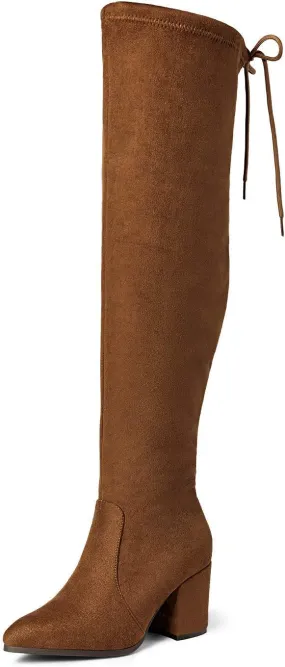 DREAM PAIRS Women’s Thigh High Boots Over the knee Stretch Block Heel Fashion Long Boots