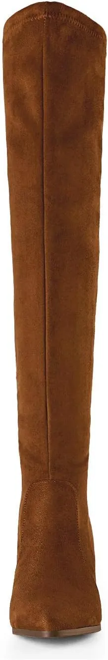 DREAM PAIRS Women’s Thigh High Boots Over the knee Stretch Block Heel Fashion Long Boots