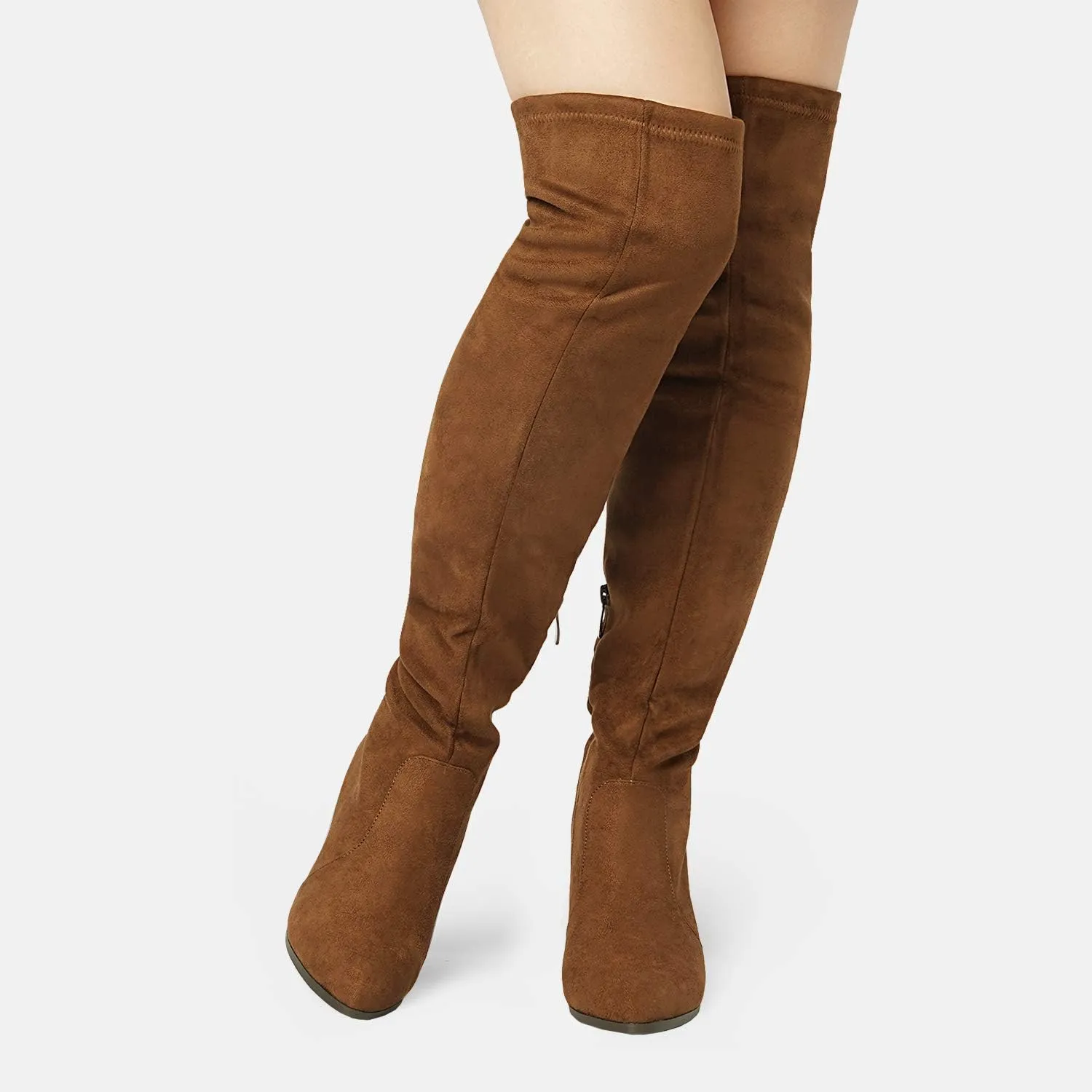 DREAM PAIRS Women’s Thigh High Boots Over the knee Stretch Block Heel Fashion Long Boots