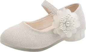 Dress Shoes Mary Jane Shoes for Girls with Low Heel Princess Flower Ballet Flats Wedding School Party Pump Shoes
