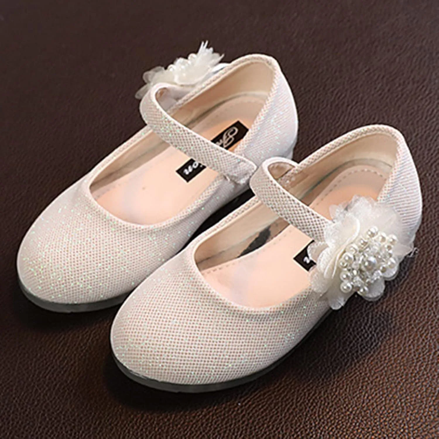Dress Shoes Mary Jane Shoes for Girls with Low Heel Princess Flower Ballet Flats Wedding School Party Pump Shoes