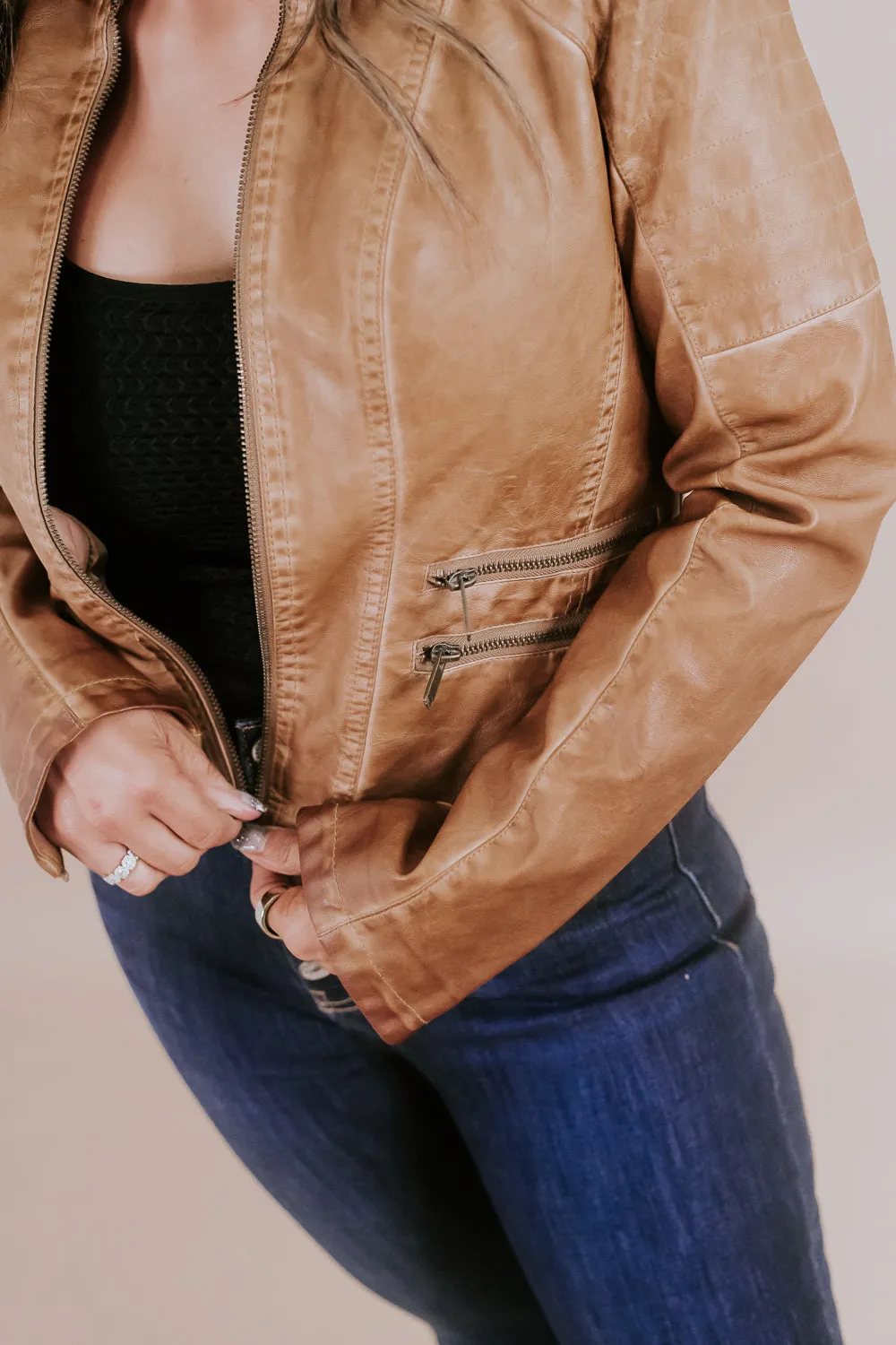 Dyed Double Zipper Leather Jacket