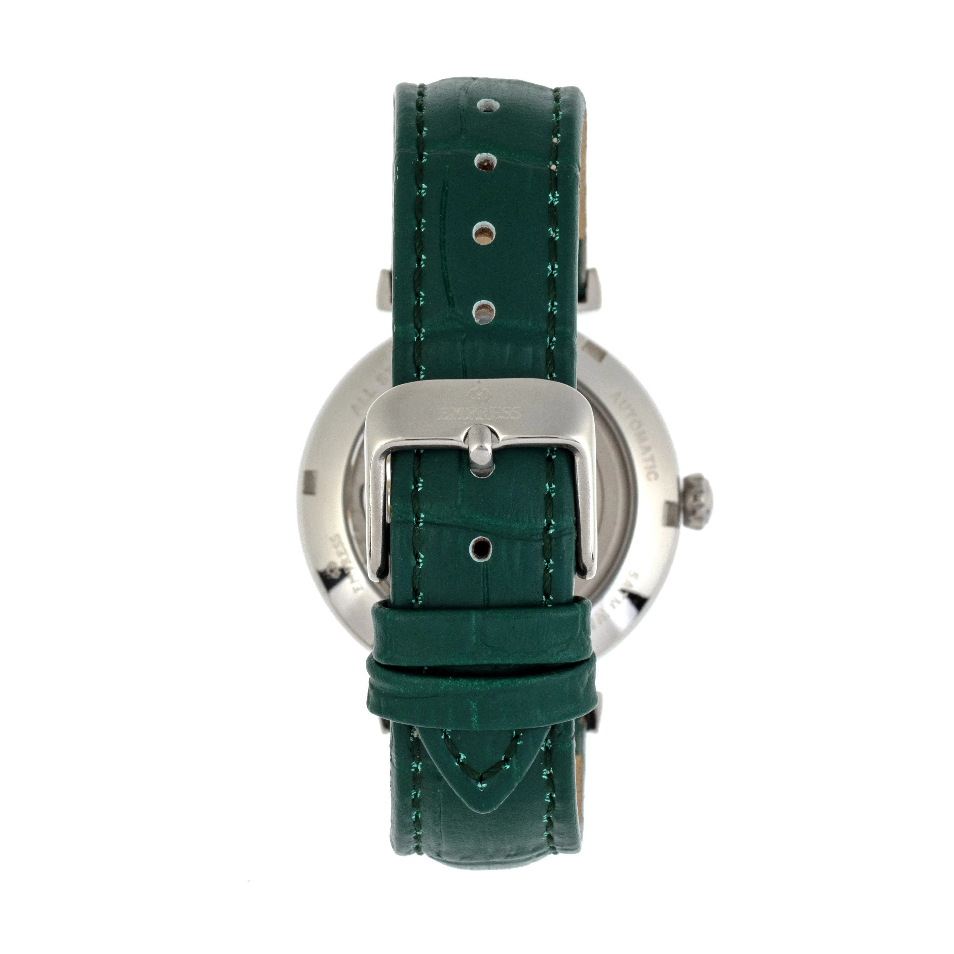 Empress Edith Semi-Skeleton Leather-Band Watch