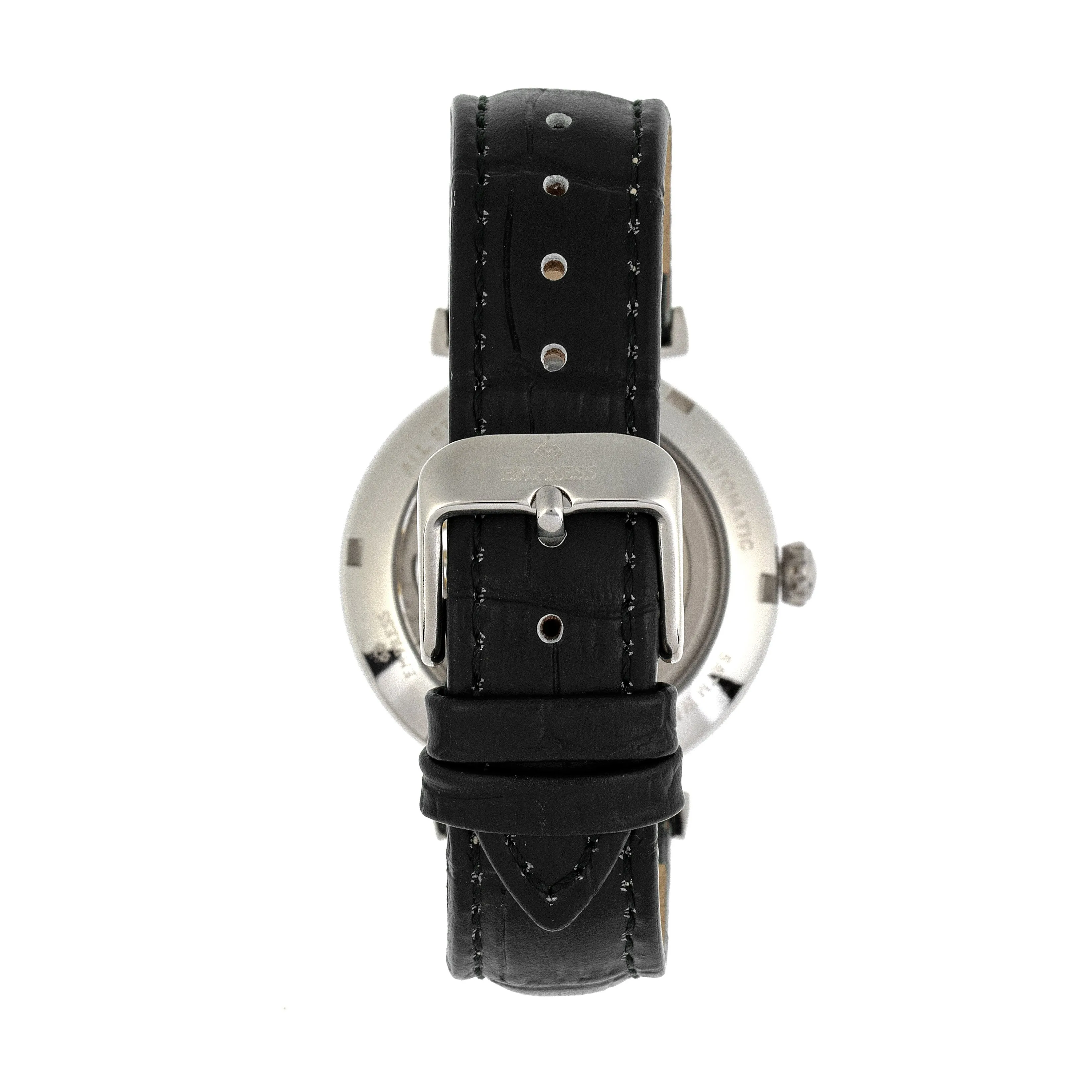 Empress Edith Semi-Skeleton Leather-Band Watch