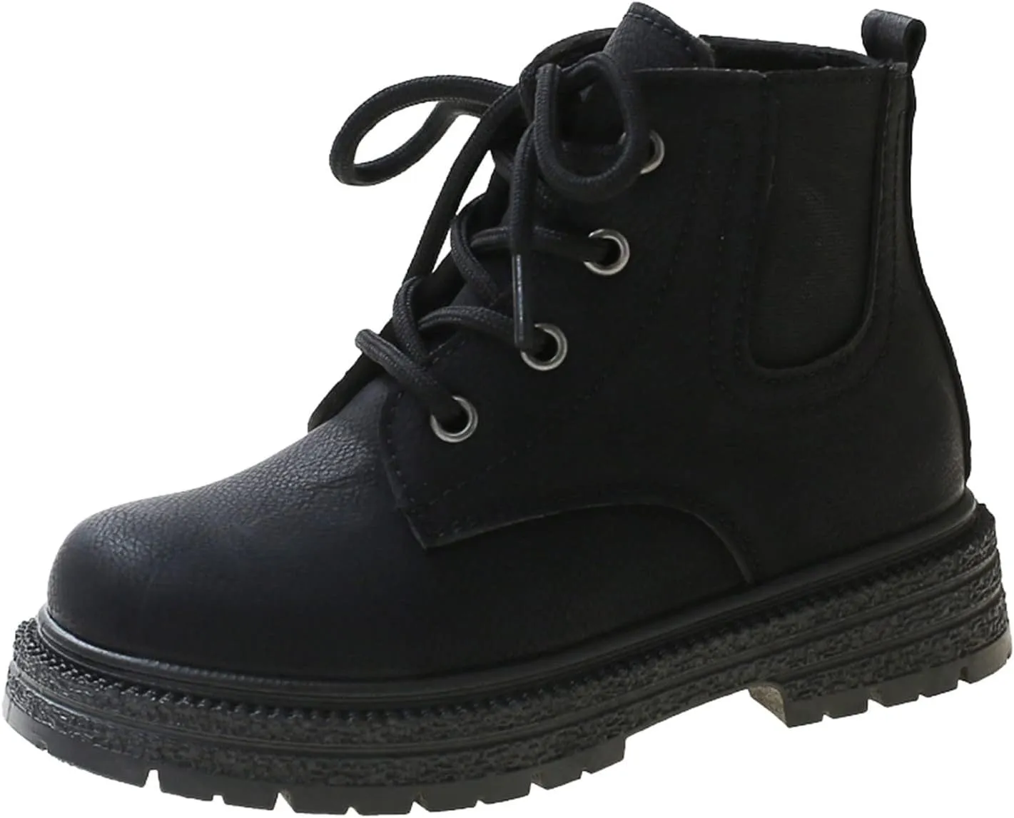 Fashionable Autumn Winter Girls' Boots Flat Bottom Non Slip Side Zipper Warm Comfortable Solid Color Little Girl