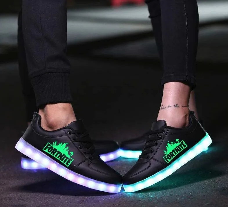 Fortnite Shoes Light Up Shoes Kid Children's Luminous Sports Shoes LED Light USB Charging Flash Shoes Fortnite Gifts